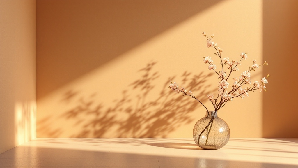 Espace serein avec bougie et plante, atmosphère méditative