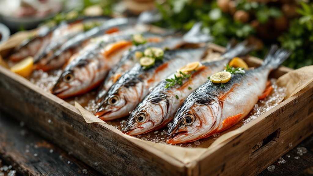 Caisses de poissons frais préparées pour la livraison