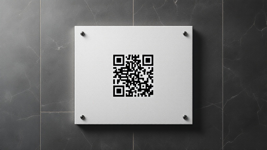 QR code minimaliste sur une plaque en pierre claire