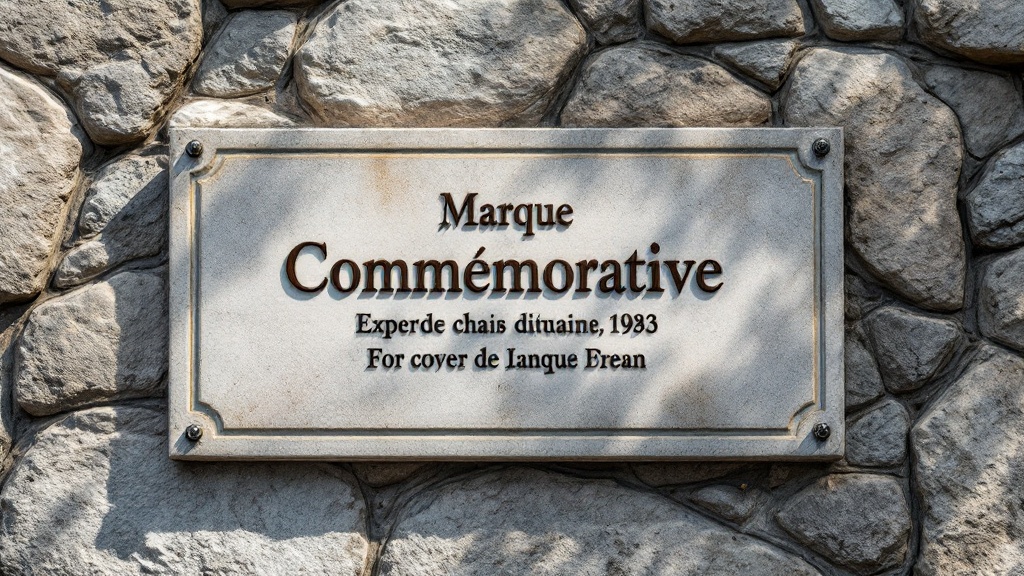 Plaque commémorative en marbre clair récemment nettoyée