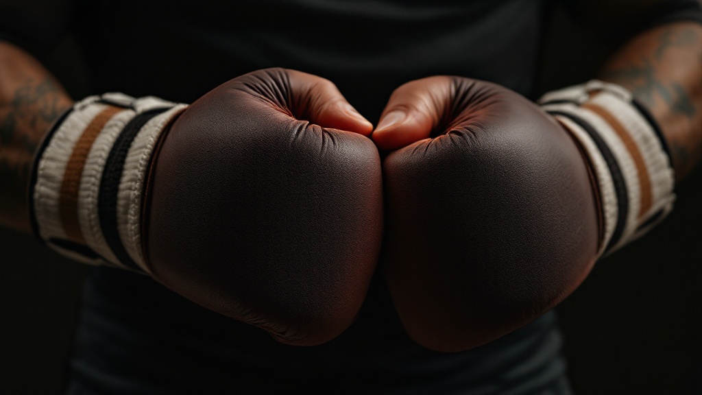 Mains bandées d'un boxeur, détail textile